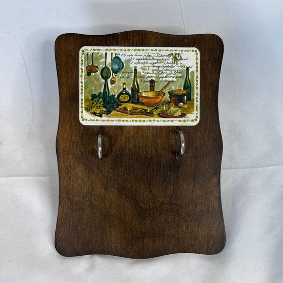 Wooden Recipe Card Holder Vintage Brown Stand Cottage Core Country Chic - Picture 9 of 9